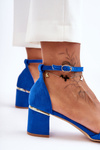 Suede Sandals with Braid Blue Essenza 