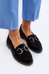 Women's Suede Moccasins with Decoration Black Echonesa