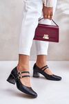 Leather Heels With Straps On The Block Black Laura Messi 2857