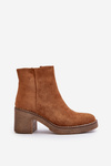 Heeled Boots Eco Suede Insulated With Zip Camel Lerallea