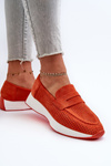 Women's Platform Loafers in Orange Eco Suede Inesqua