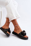 Women's Slides with Ornament on Low Platform Black Cedrella