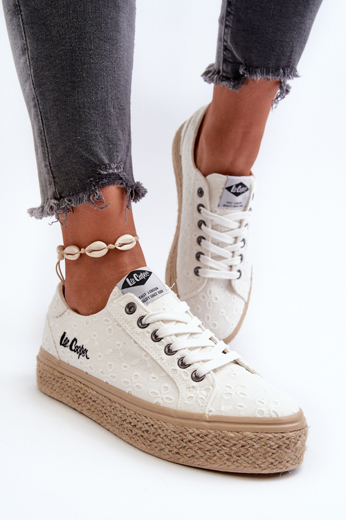 Trampki Koronkowe Z Plecionką Białe Lee Cooper LCW-24-44-2425