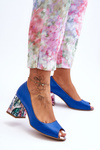 Leather Pumps With Ornamental Heel Lewski Shoes 2608/K Blue