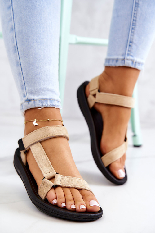 Women's Suede Sports Sandals Beige Harris