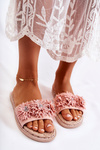 Women's Slippers With Material Flowers Pink Susana