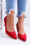 Women's Stilettos Suede Pointed Red Cream