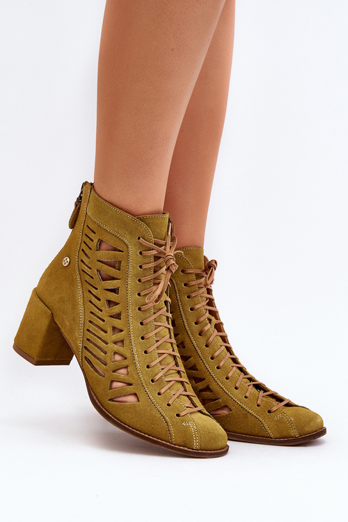 Suede Laced Booties Maciejka 05508-24 Olive