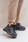 Damskie Sneakersy Z Przetarciami Na Platformie Czarne Seladwen