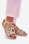 Women's Wedge Sandals With Decorations Light Beige Inblu RV000015