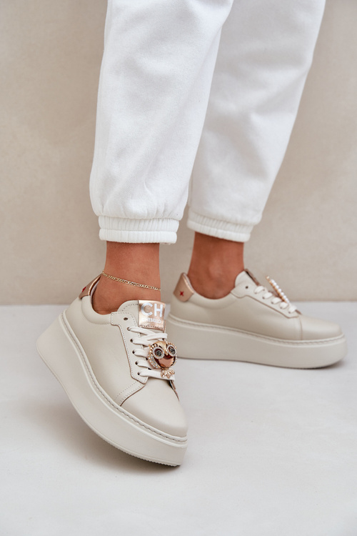 Ladies Leather Sneakers CheBello 4411 Light Beige