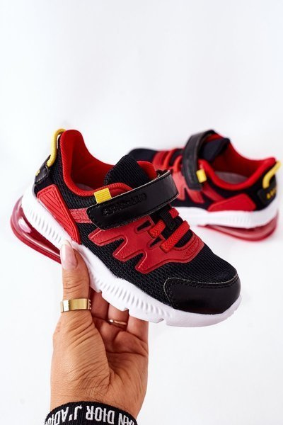 Dziecięce Sportowe Buty Na Rzep ABCKIDS Czarno-Czerwone