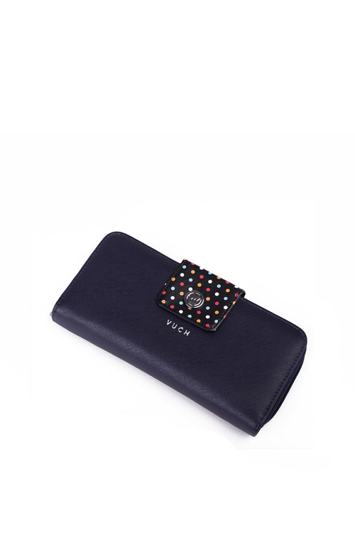 Large Women's Zip Wallet Dots Navy Huntress