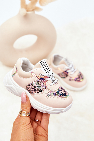 Buty Sportowe Wiązane Wężowe Różowe Gabbie