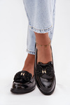 Patent Leather Women's Loafers with Bow S.Barski HY52-319A Black