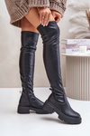 Knee High Platform And Flat Heel Boots Made Of Eco Leather Black Loreviana