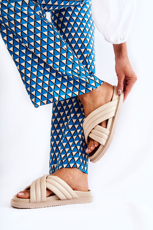 Classic Women's Leather Slippers Beige Daron