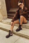 Insulated Ankle Boots Women's With Gold Detail In Patches Brown Priscilla