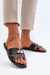 Women's Flat Sandals with Embellishment Black Kavinia