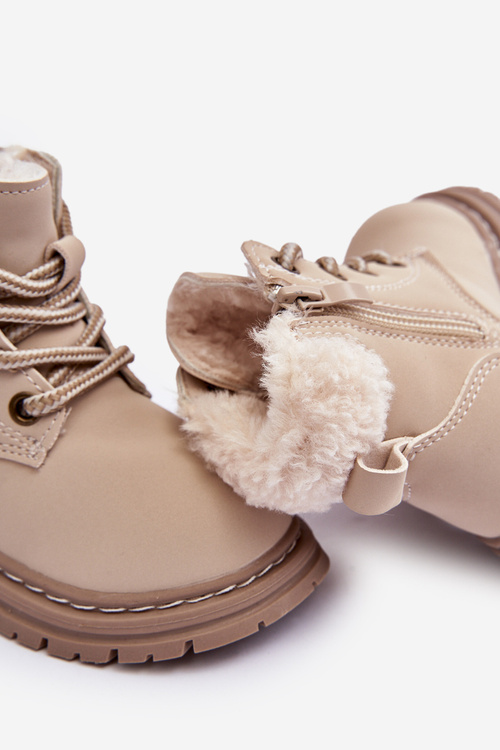 Children's Trapper Boots with Zip and Shearling Beige Marialee