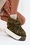 Women's snow boots on a chunky platform with laces and fur Kalivira