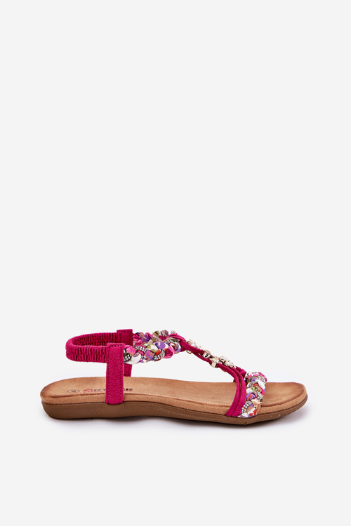 Flat Women's Sandals With Woven Straps And Clips Artiker Fuchsia 56C1314
