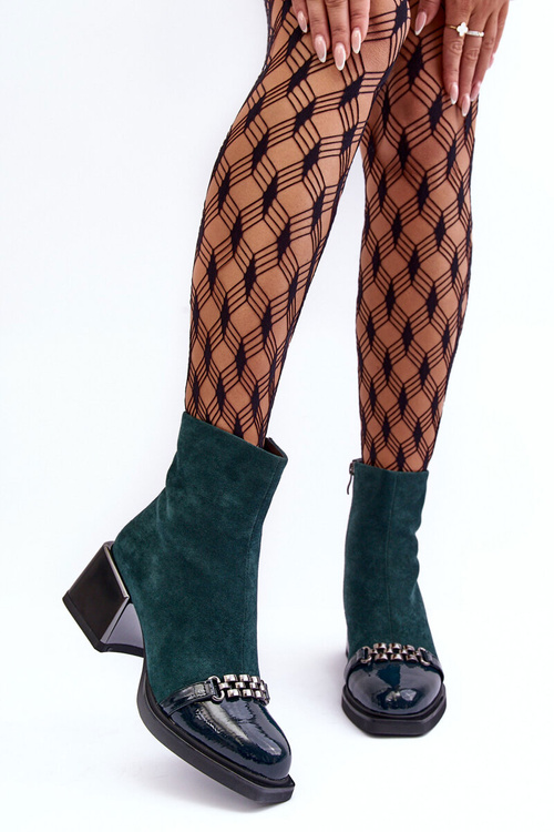 Botki Zamsz Masywny Klocek S.Barski MR870-70 Zielone