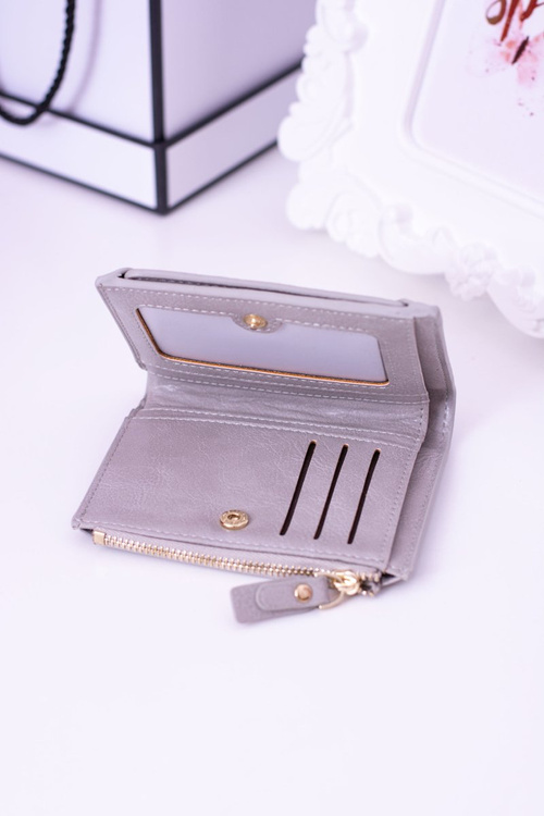 Small Grey Women's Wallet Gold Lock