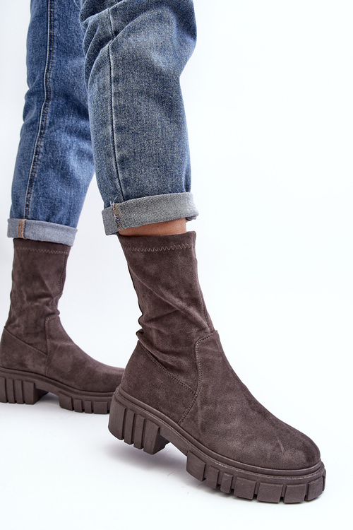 Grey flat-heeled work boots Divella