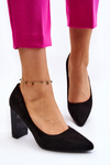 Suede Pumps On A Fashionable Heel Black Estellia