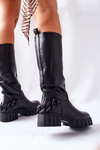 High black boots with chain Black Teardown 