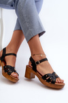 Women's High Heel Sandals in Black Faux Leather Assames