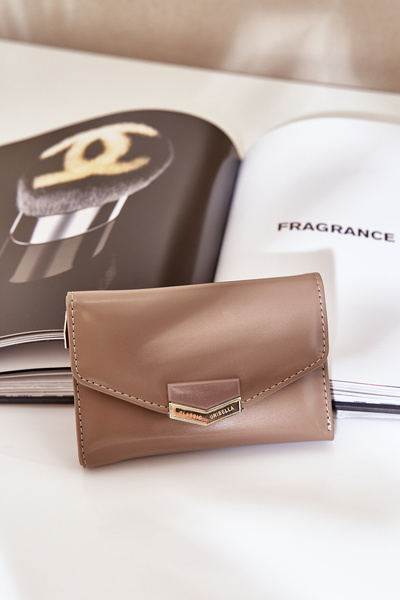 Portfel Damski Lakierowany Ciemnobeżowy Rahner