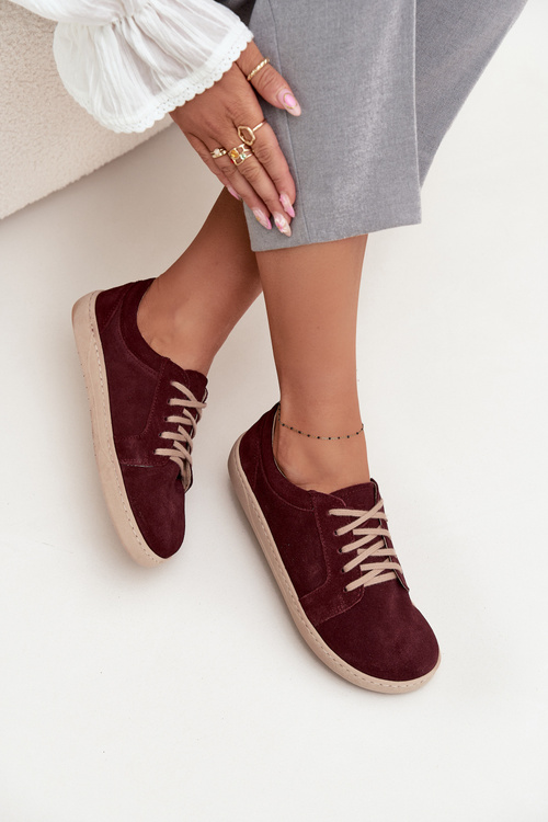 Barefoot Type Sneakers Made of Natural Suede Zazoo 314 Bordeaux