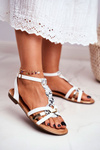 Elegant Sandals With Snake Pattern White Brooke