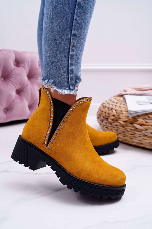 Women's Zirconia Stiletto Boots Yellow Sissy