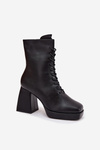 Women's Insulated Ankle Boots On Heel With Lacing Black Juvina