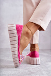 Suede Ballerinas On A Platform With A Ornament Fuchsia Ladette