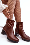 Women's Ruched Booties On Heel Brown Liriam