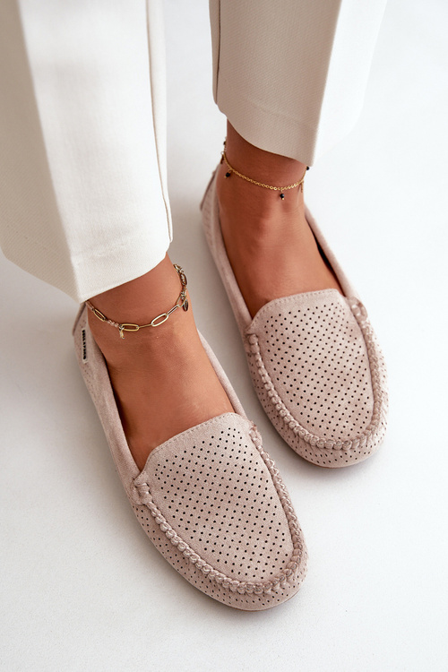 Women's Classic Beige Faux Suede Loafers Serceria