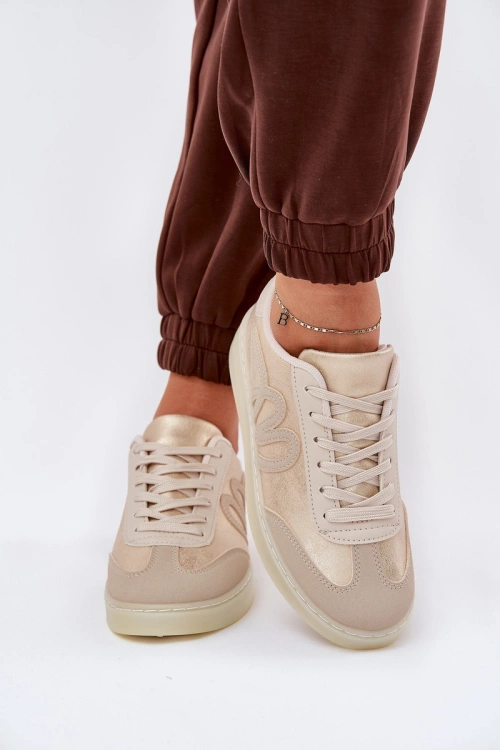 Low Women's Sports Shoes Made Of Eco Leather Gold-Beige Iladira