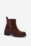 Women's Block Heel Boots with Buckle Brown Nymera