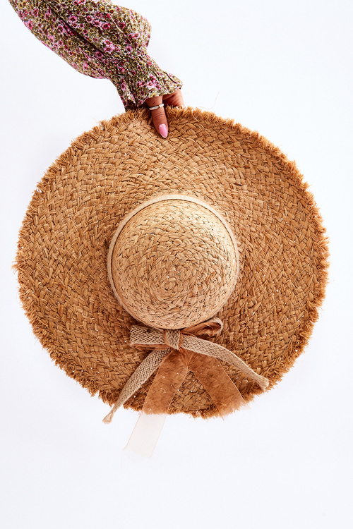 Women's Straw Hat with Jute Bow Beige