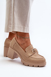 Women's Shoes on Chunky Heel with Decoration Beige Ranunca
