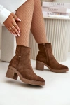 Women's Heeled Boots Insulated Eco Suede Brown Arkesia