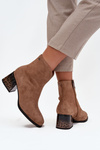 Women's Ankle Boots Made of Natural Suede with Heel Insulated Vinceza 66806 Camel