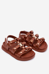 Girls sandals with gold detail brown Lunessa