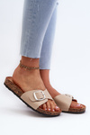 Women's Cork Platform Sandals with Buckle Beige Moaxi