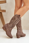 Suede Boots With Perforated Shaft Brown Zazoo 3609