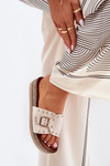 Women Sandals On Platform With Buckle And Studs Beige Nusithia